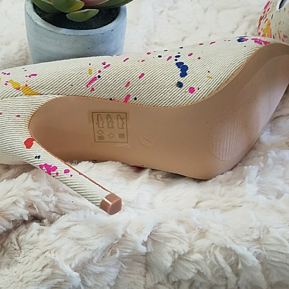 Nude Color Splatter Paint High Heels - Picture 6 of 6